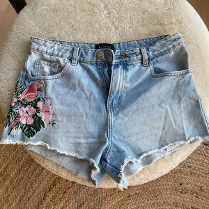 Denim shorts with embroidery